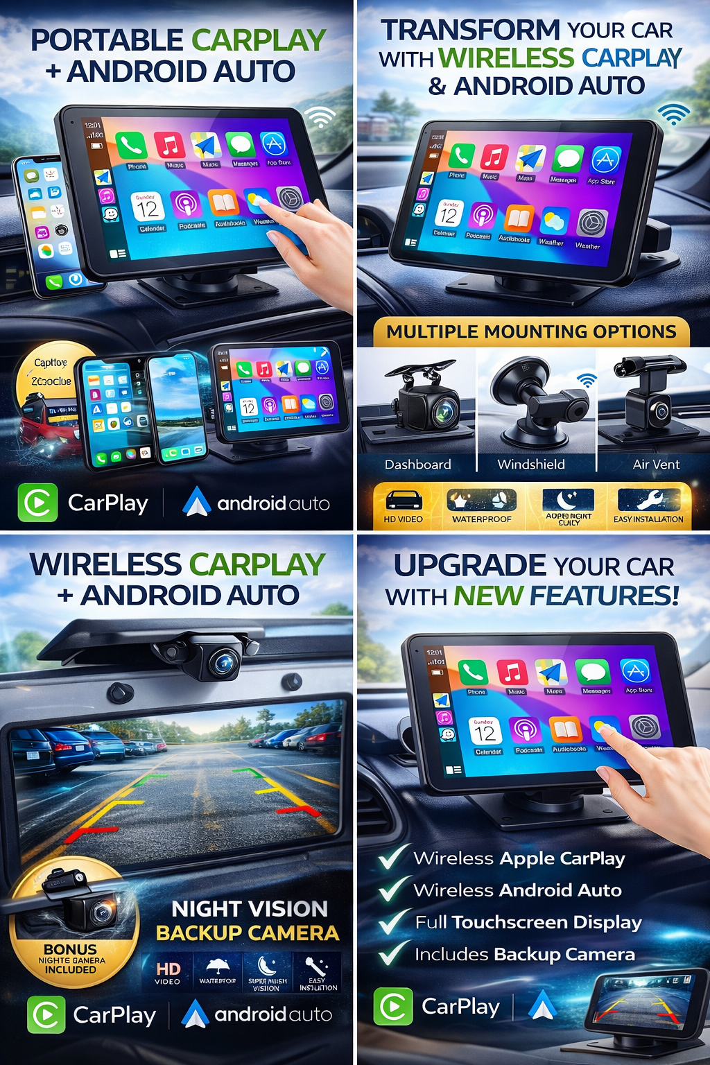 Wireless Carplay Screen for Android & Iphone